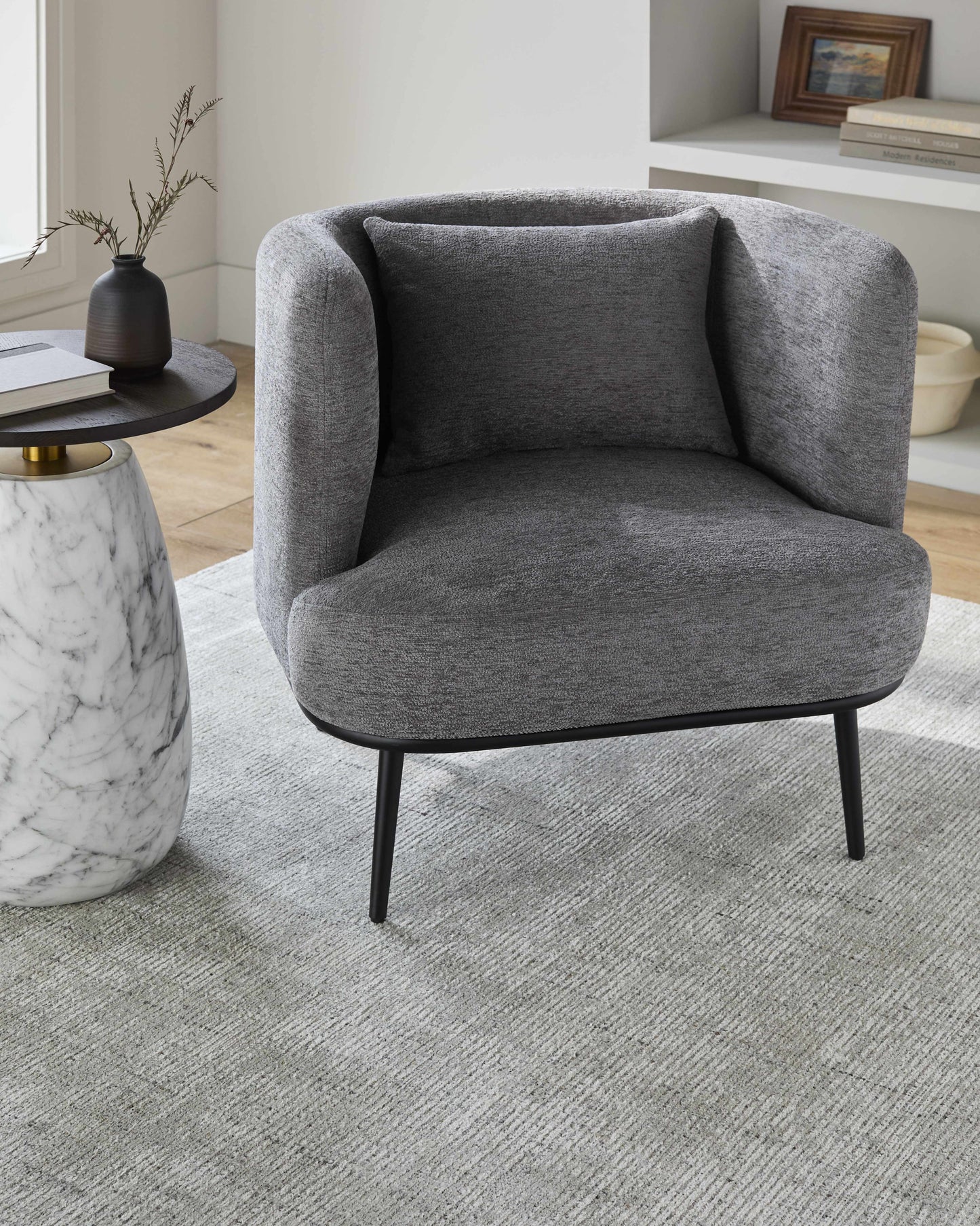 Courtisols Modern Curved Gray Accent Chair-2