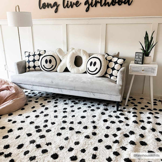 Cansu Black & White Dotted Area Rug-0
