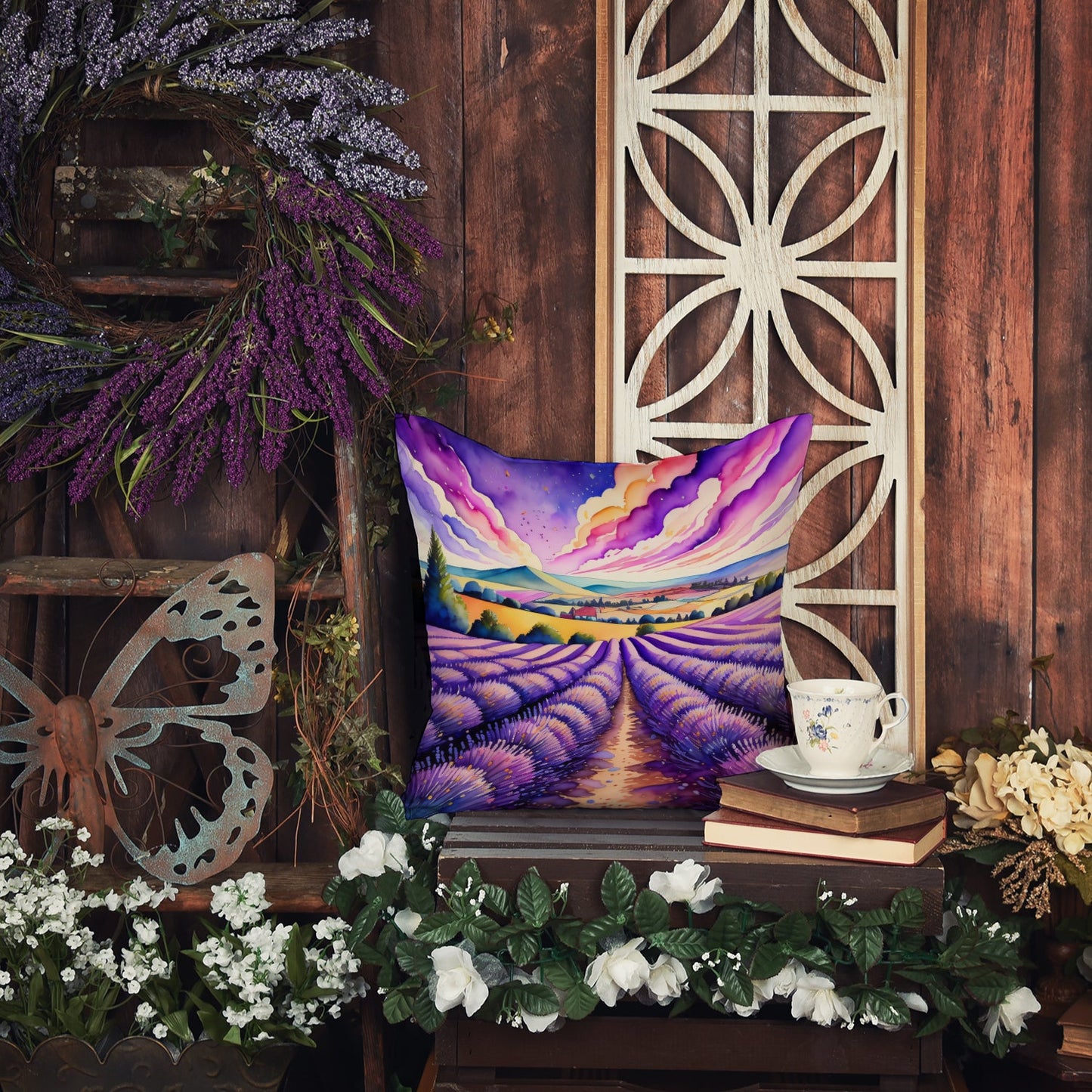 Colorful English Lavender Throw Pillow-4