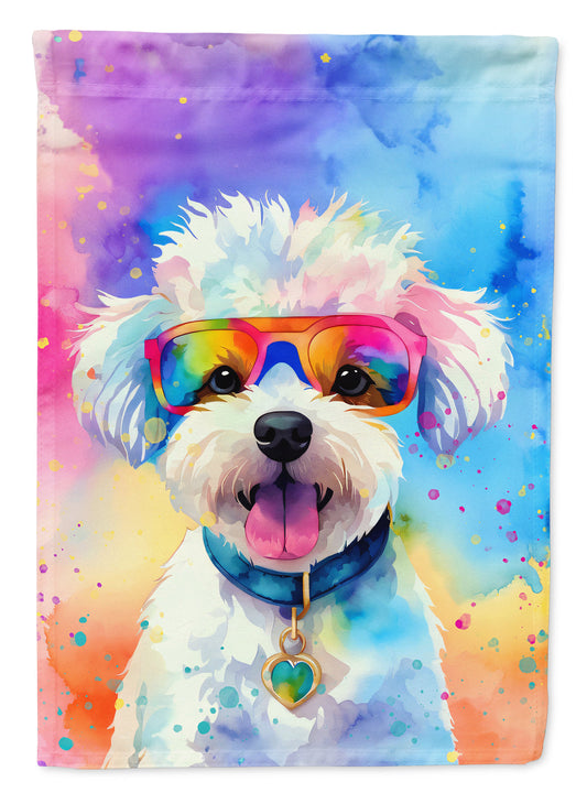 Bichon Frise Hippie Dawg House Flag-0