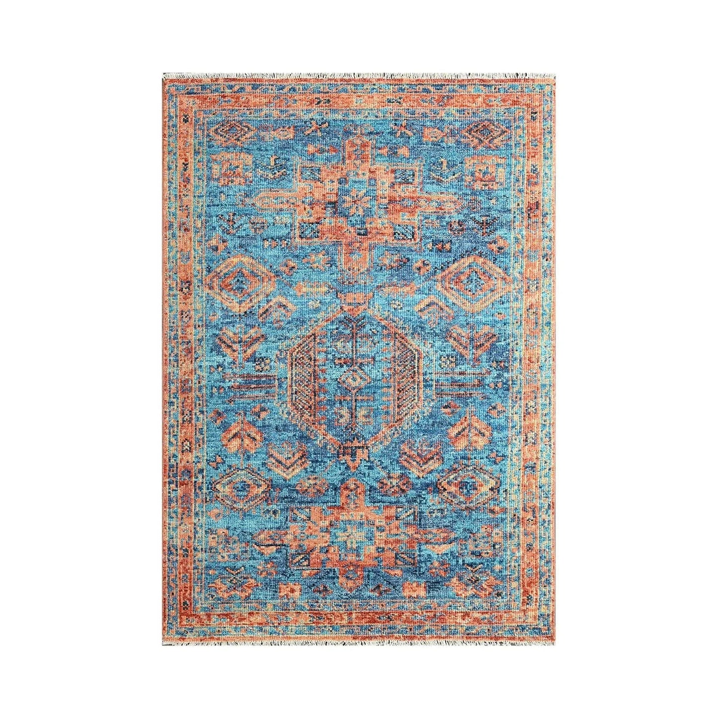 Multi Size Turquoise, Burnt Orange Hand Knotted Arts & Crafts 100% Wool Turkish Oushak Traditional Oriental Area Rug-1