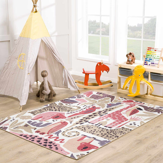 Natal Animal Print Washable Kids Rug-0