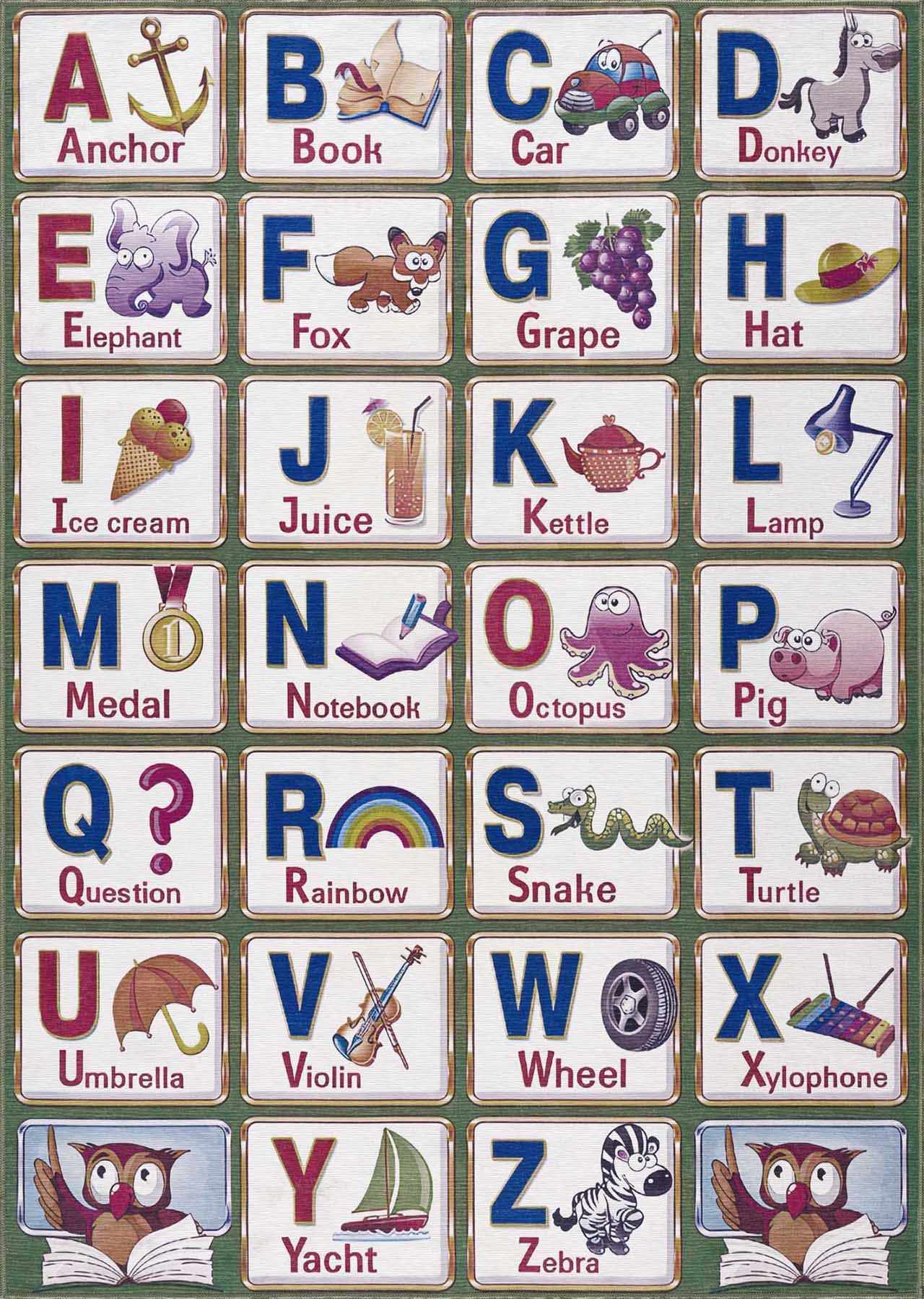 Osric Colorful Alphabet Washable Kids Rug-1