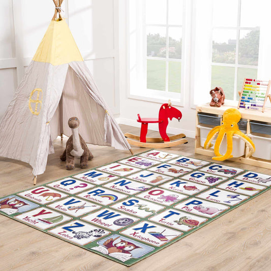 Osric Colorful Alphabet Washable Kids Rug-0