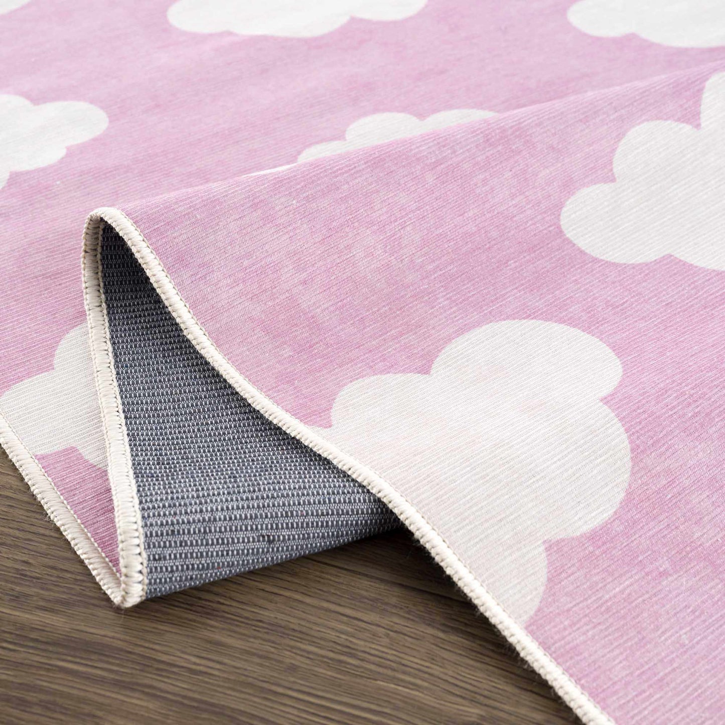 Nizar Pink Cloud Washable Kids Rug-4