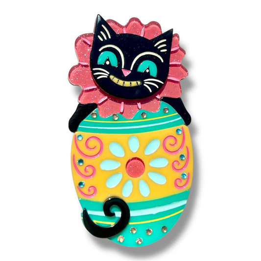 Eggcellent Black Cat Brooch Johanna Parker x Lipstick & Chrome-0