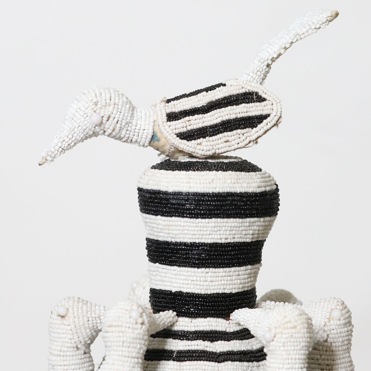 Black and White Yoruba Crown on a stand | Handmade in Nigeria-3