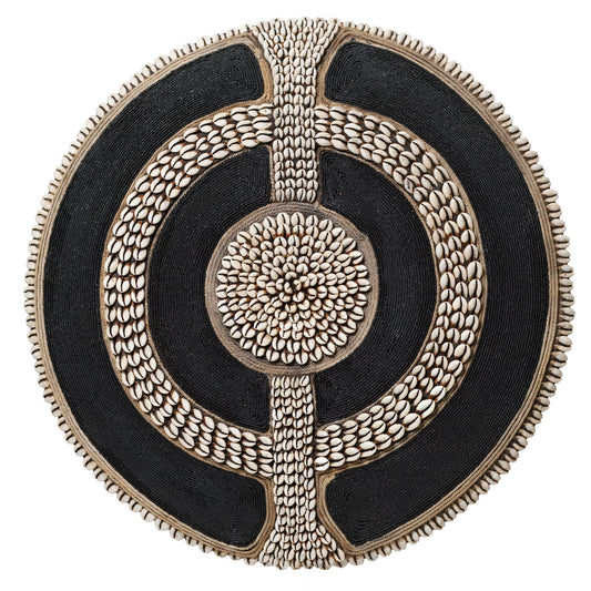 Beaded Cameroon Shield Black 24" W | Hand carved in Cameroon-0