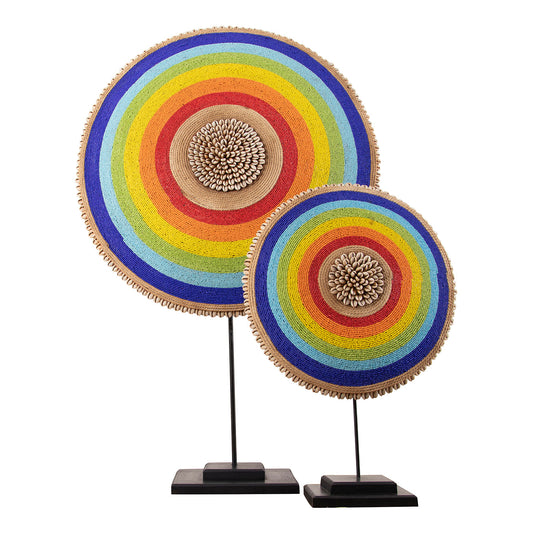 Beaded Cameroon Shield on Stand | Rainbow Design-0