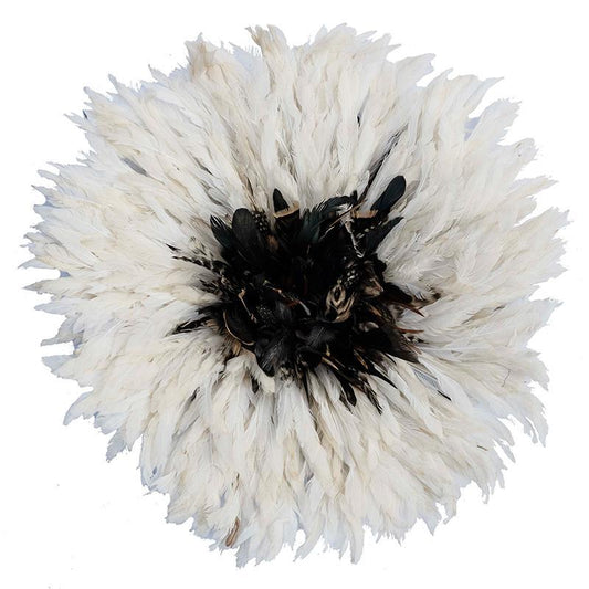 Juju Hat white with Brown Center (Bamileke Headdress)-0