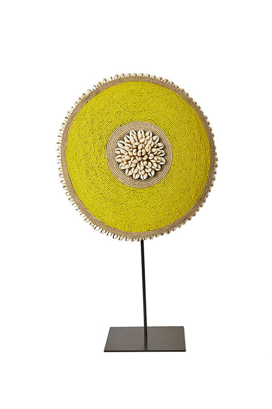 Beaded Cameroon Shield on stand - Yellow-0