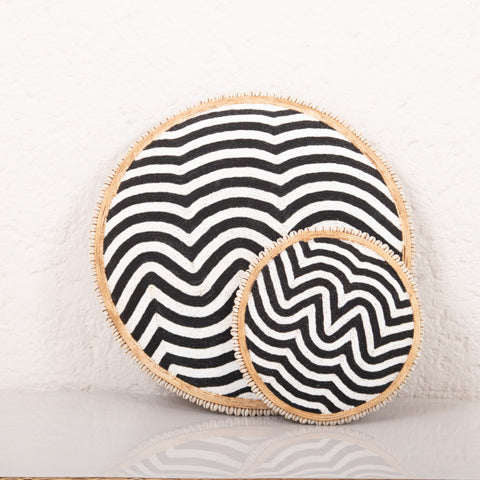 Beaded Cameroon Shield Black & White | Zig Zag Design-0