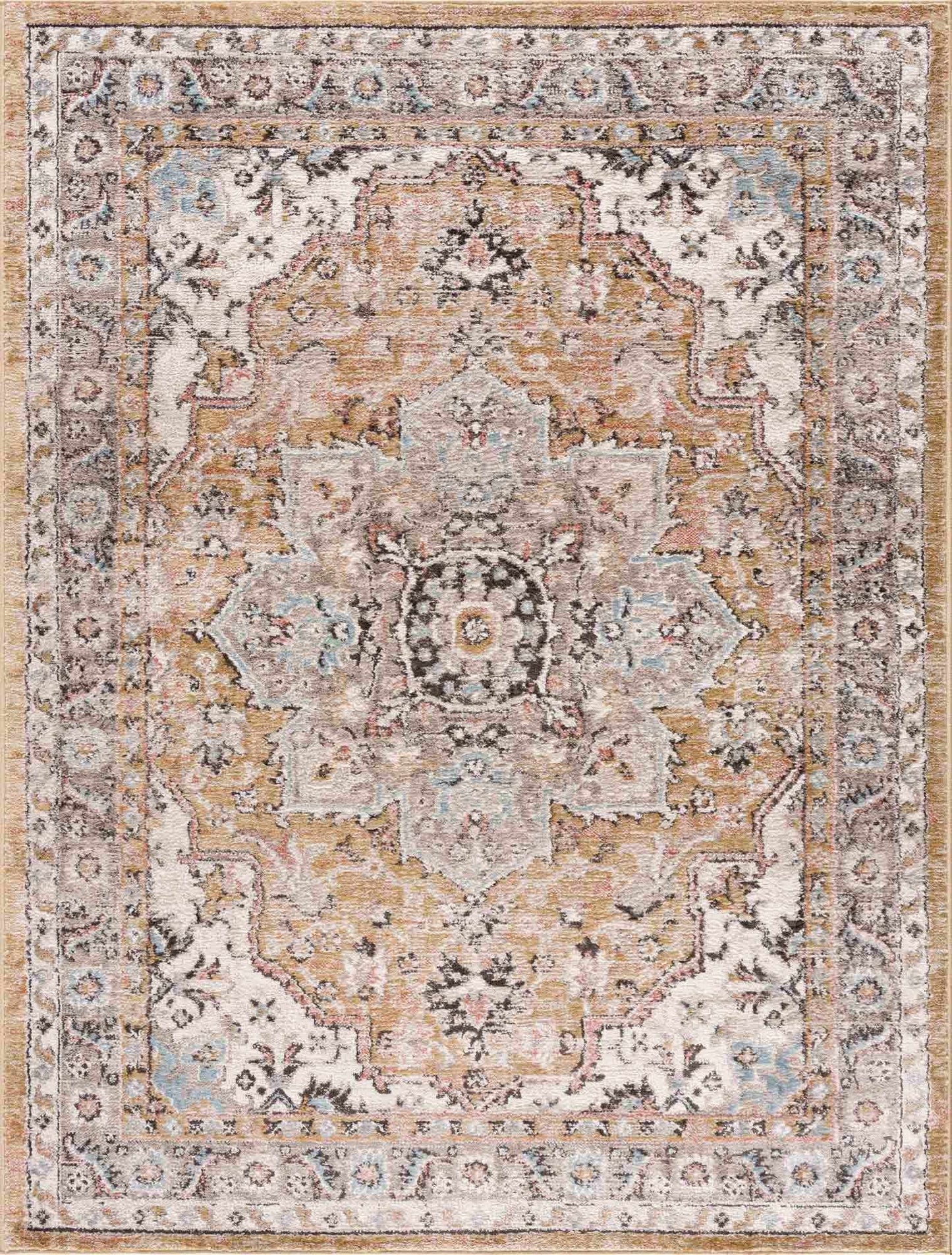 Albie Gold & Beige Area Rug-1