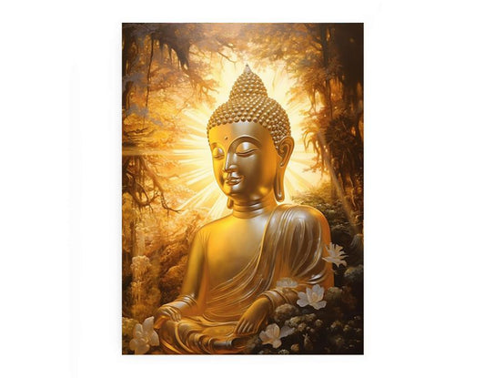 Buddha Gold Painitng Art Canvas Art Print-0