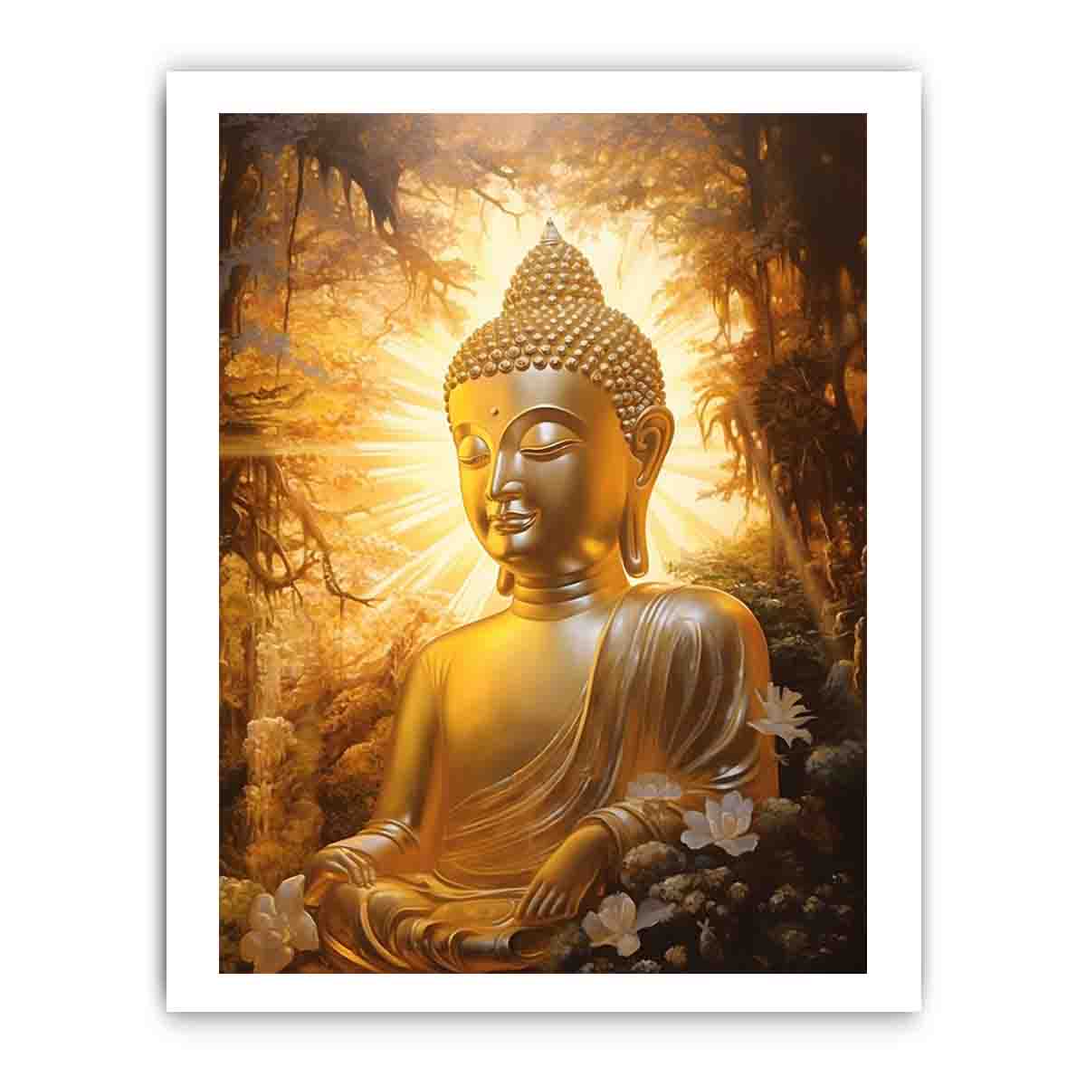 Buddha Gold Painitng Art Canvas Art Print-8