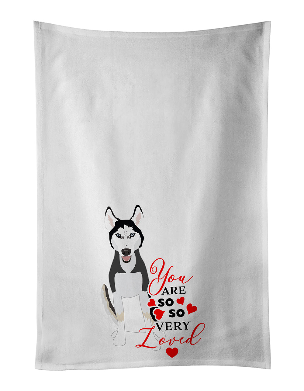 Siberian Husky Black and White #3 so Loved Kitchen Towel Set of 2-0