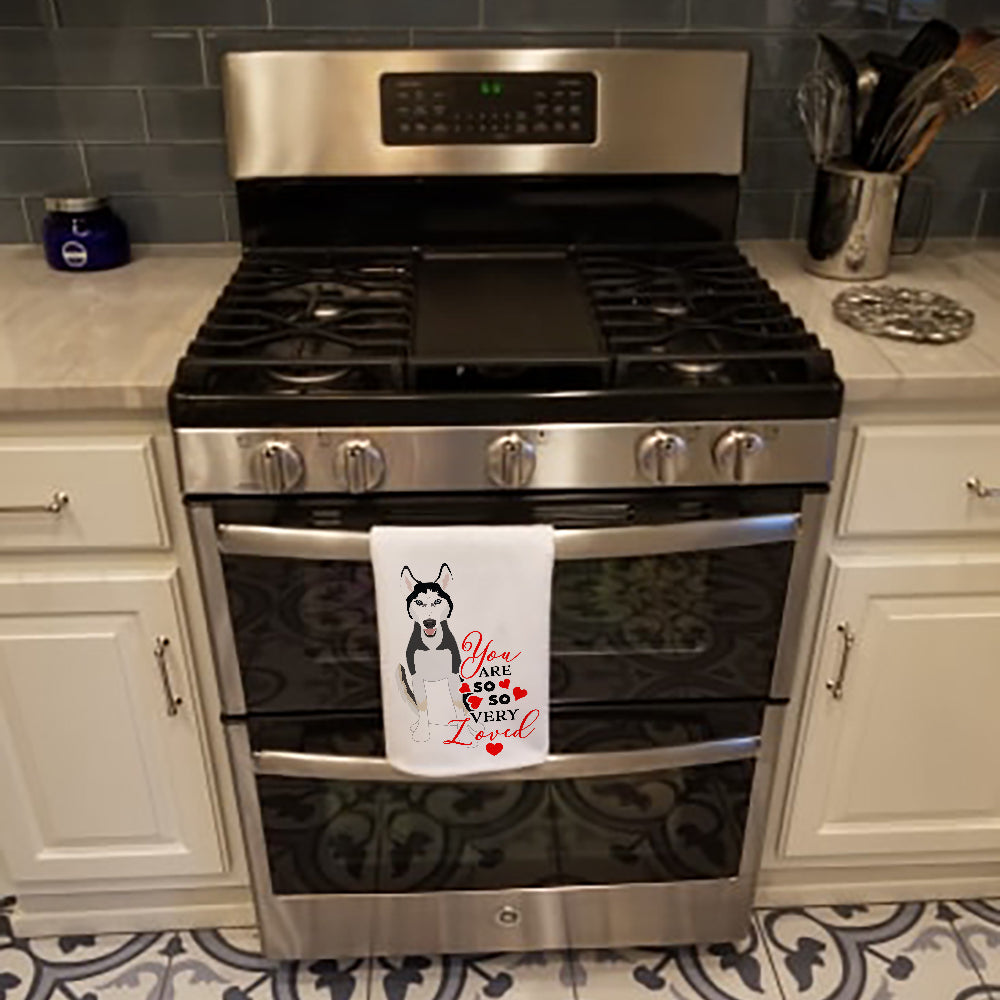 Siberian Husky Black and White #3 so Loved Kitchen Towel Set of 2-1