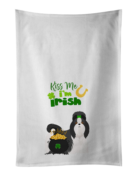 Black and White Shih Tzu St. Patrick's Day Kitchen Towel Set of 2-0