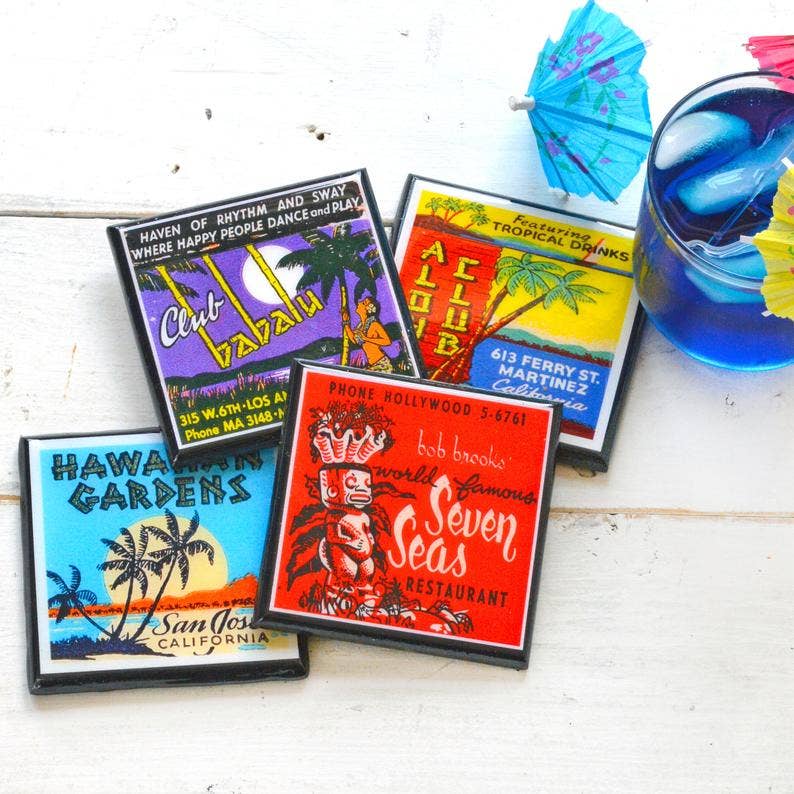 The Tiki Room: Vintage Tiki Lounge Coaster Set-4