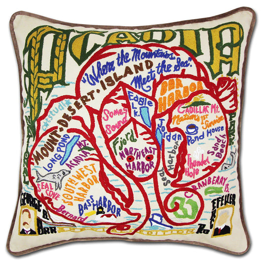 Acadia National Park Hand-Embroidered Pillow-0
