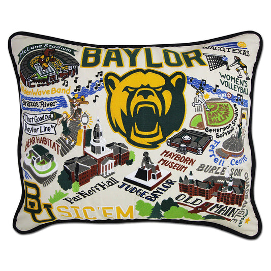 Baylor University Collegiate Embroidered Pillow by Cat Studio-0