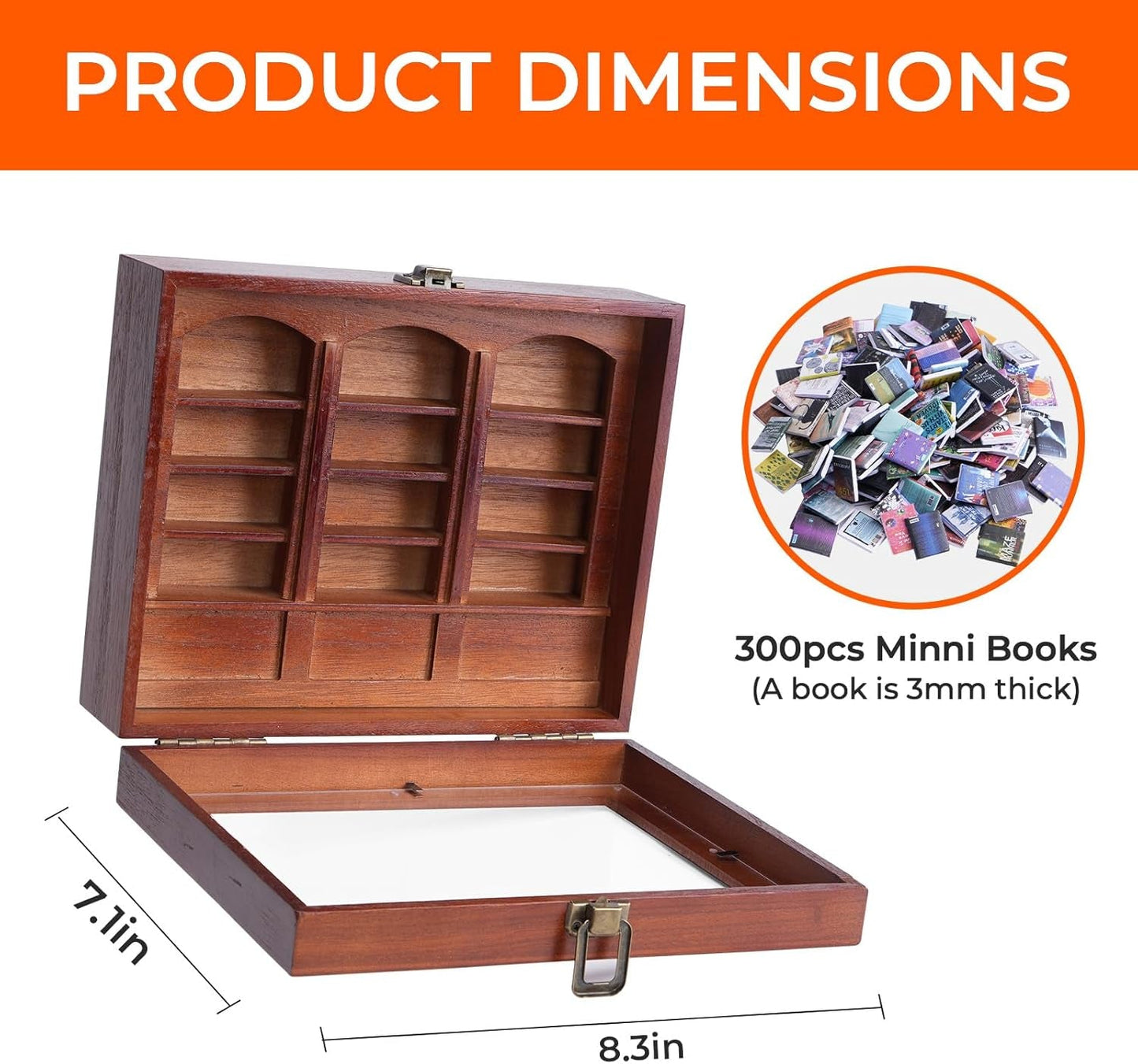 Anxiety Bookshelf Tiny Miniature Library Display Cabinet with Mini Books | Stress Relief and Creativity Decor - Mini Book Matchbox Shelf for Anxiety Relief-1
