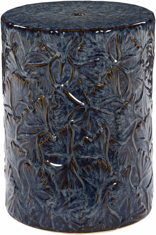 Brothertown Blue Floral Ceramic Stool-0