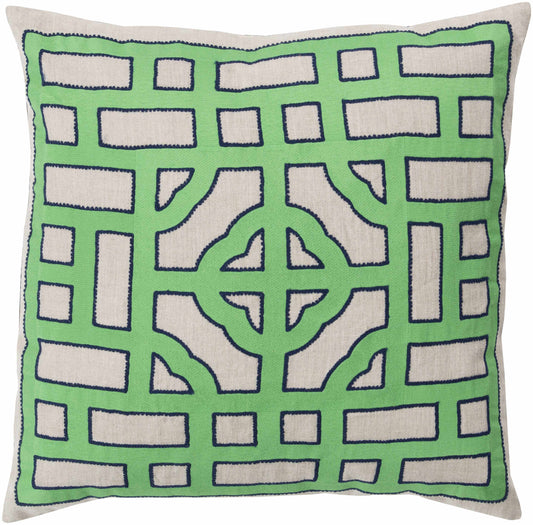 Biloela Green Geometric Square Accent Pillow - Clearance-0