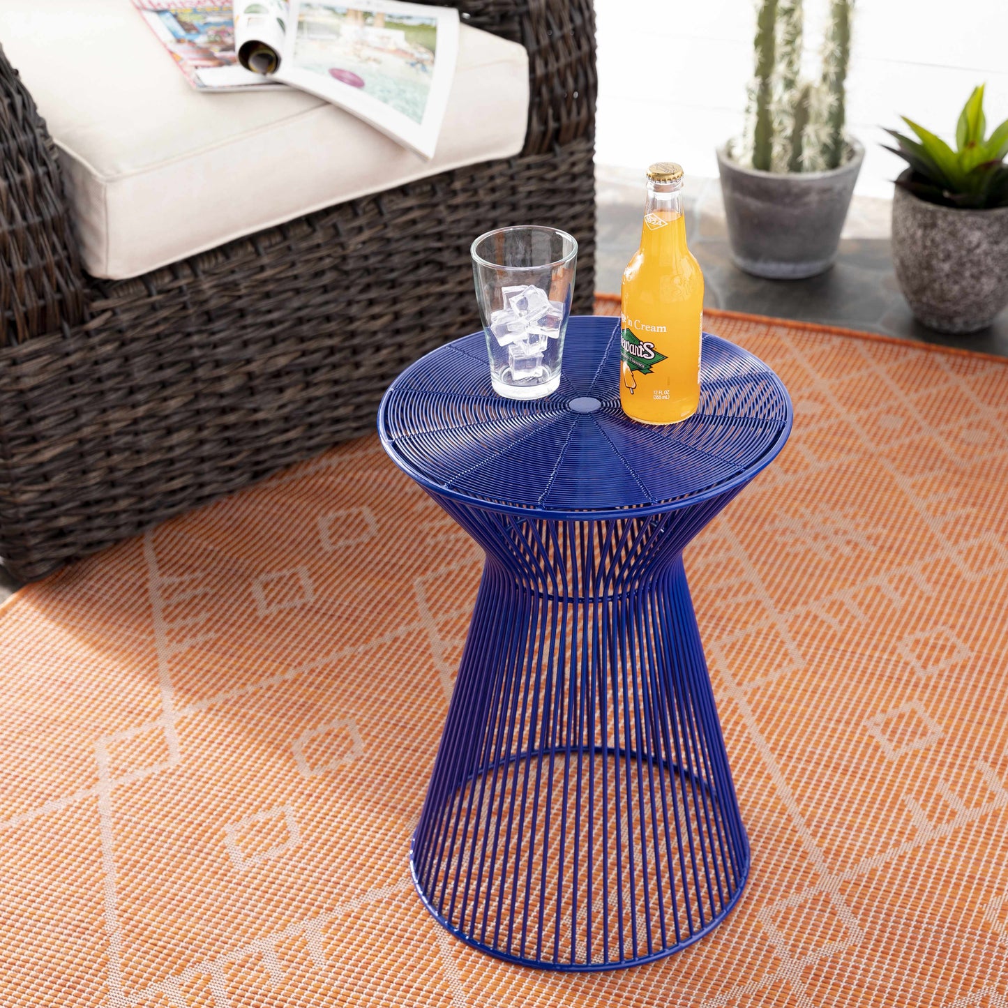 Blackrock Navy Modern Wire Drum End Table-2