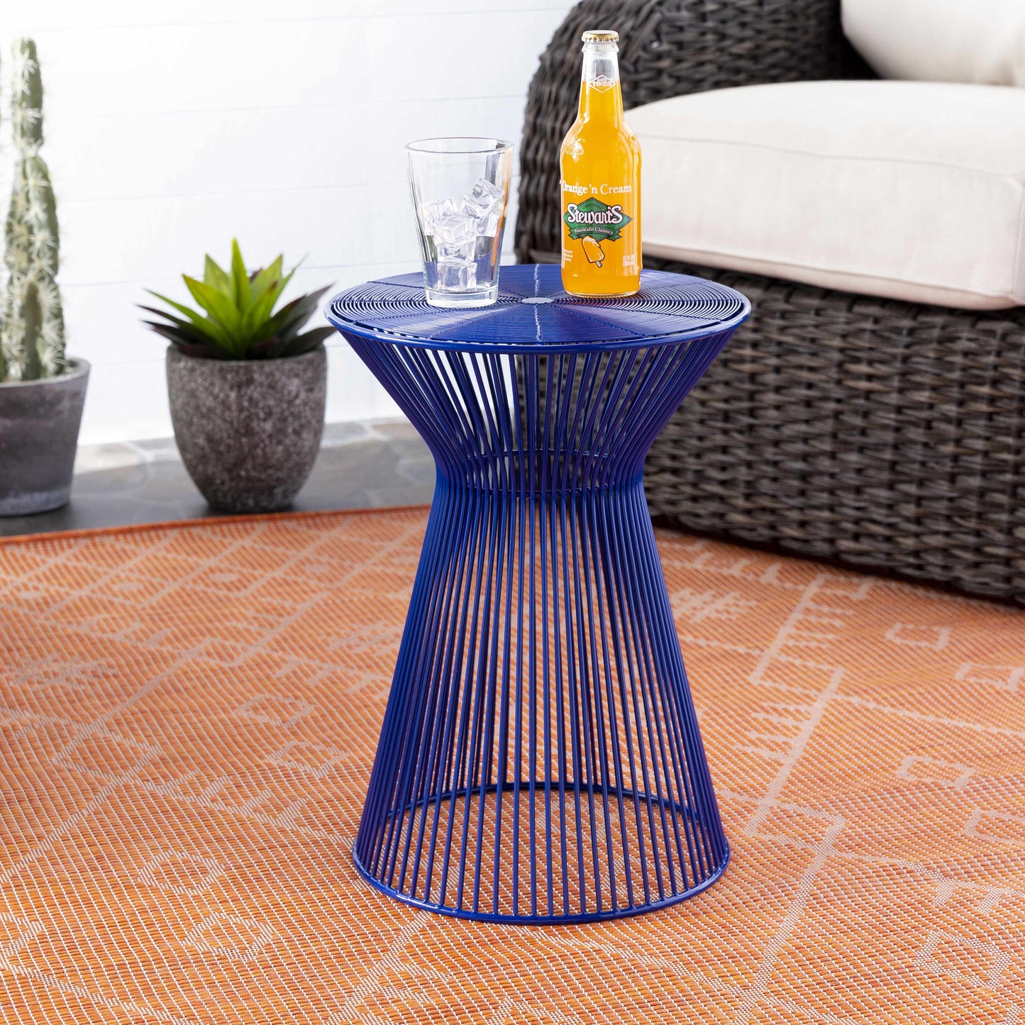 Blackrock Navy Modern Wire Drum End Table-1