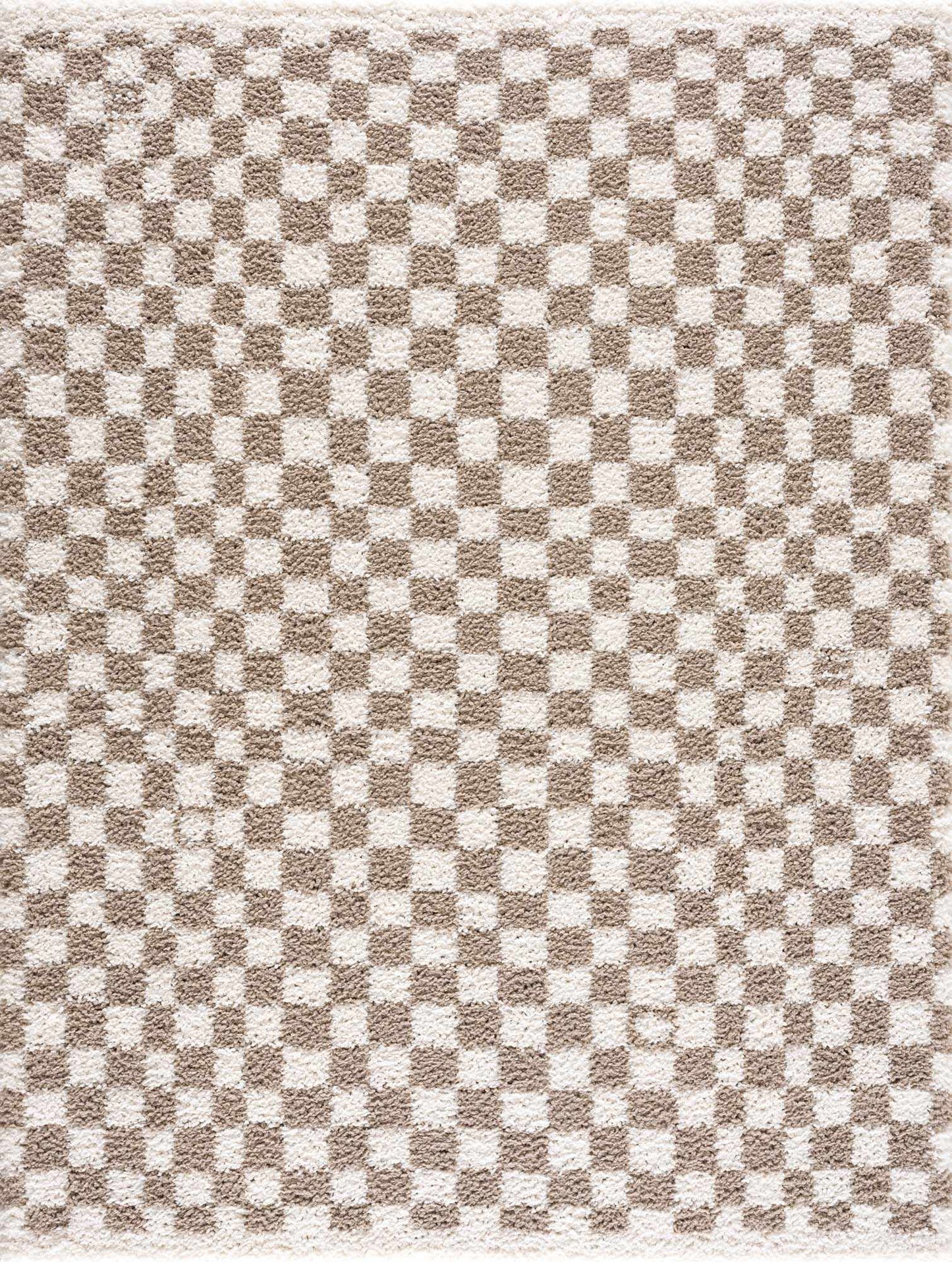 Kieu Light Gray & Taupe Checkered Area Rug-1