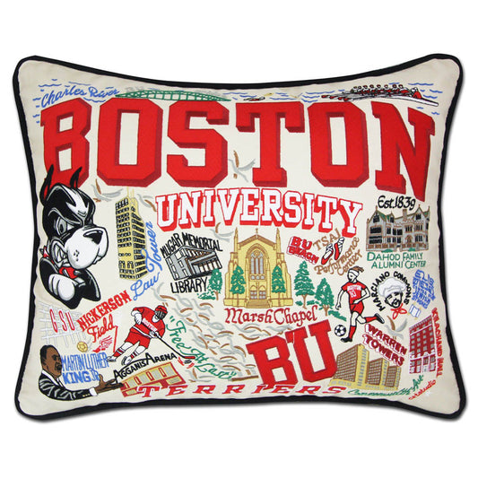 Boston University Collegiate Embroidered Pillow by CatStudio-0