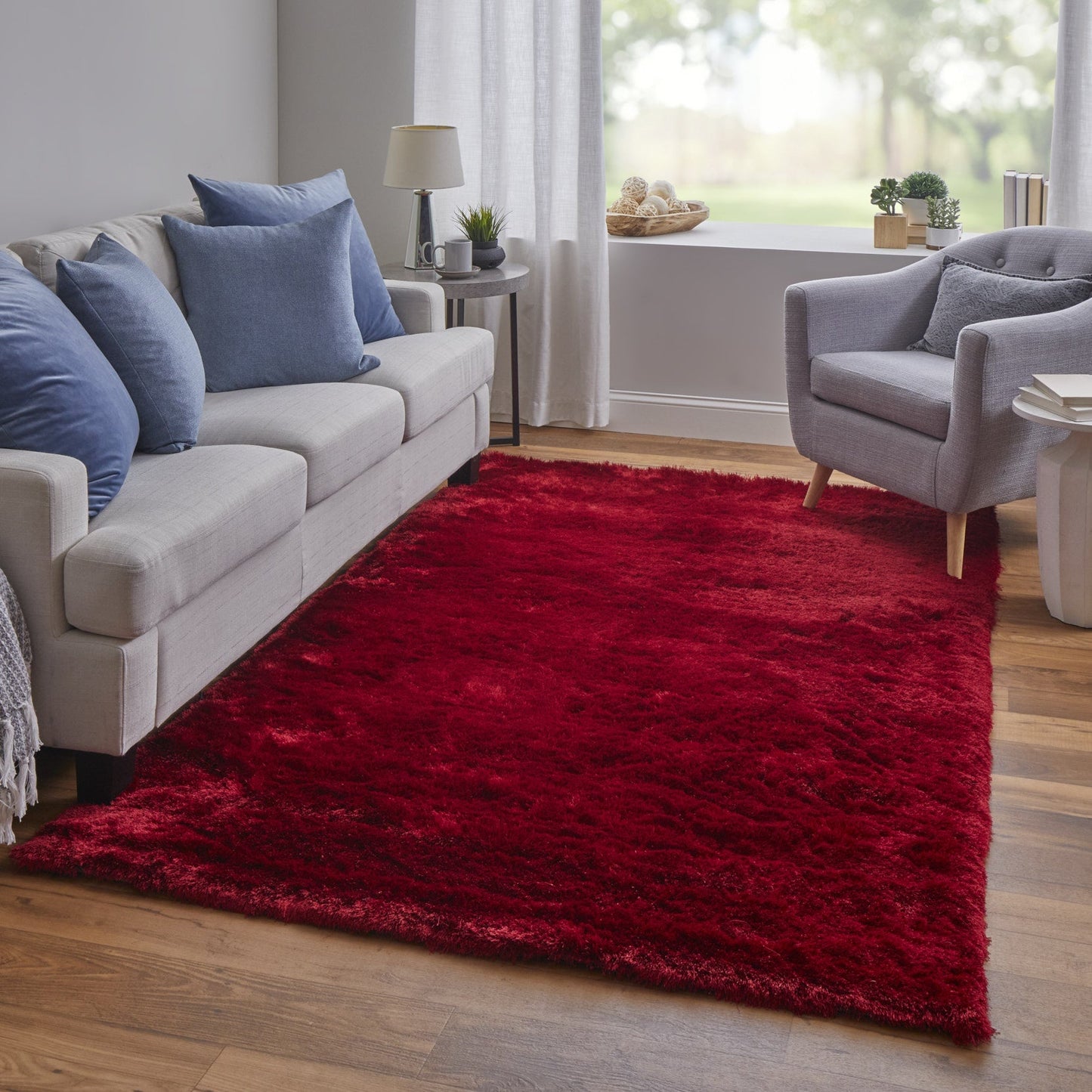 Indochine Modern Solid - Red/Purple Area Rug-2