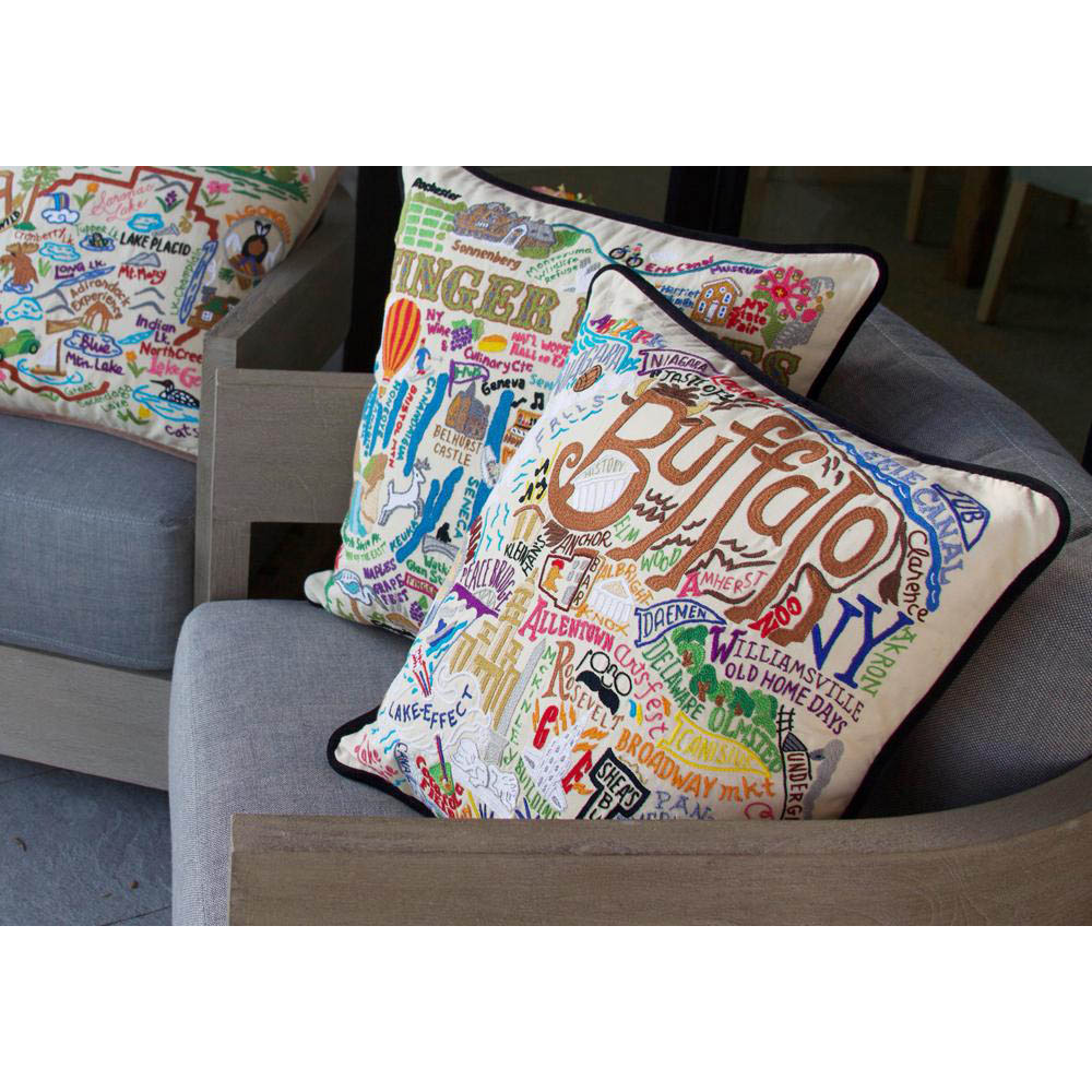 Buffalo Hand-Embroidered Pillow by CatStudio-3