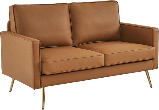Modern 56 Inch PU Leather Loveseat for Small Spaces-0