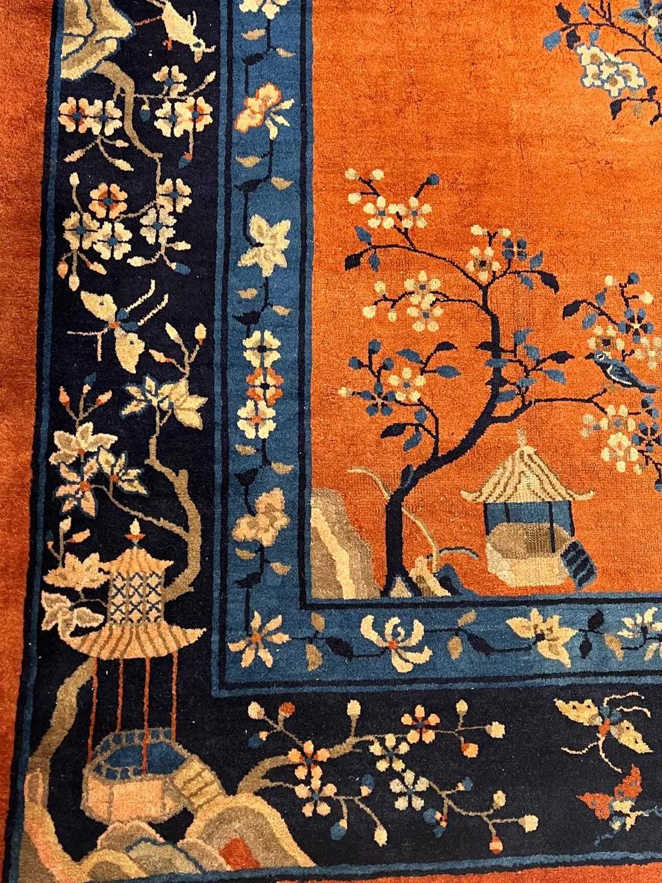 Canvello Chinese Antique Early 20th Century Art Deco Rug - 9'3'' X 11'6''-4