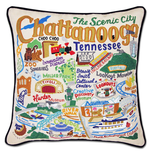 Chattanooga Hand-Embroidered Pillow by CatStudio-0