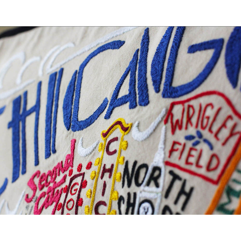 Chicago Hand-Embroidered Pillow by CatStudio-2