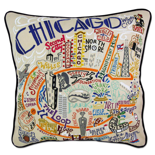 Chicago Hand-Embroidered Pillow by CatStudio-0