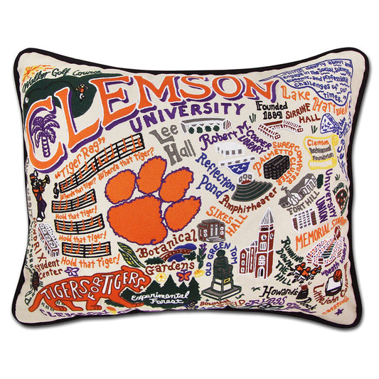 Clemson University Collegiate Hand-Embroidered Pillow-0