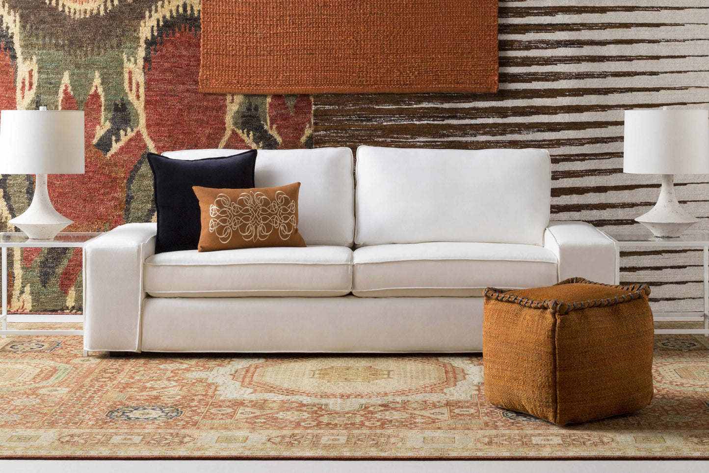 Castiadas Rust Geometric Pouf-1