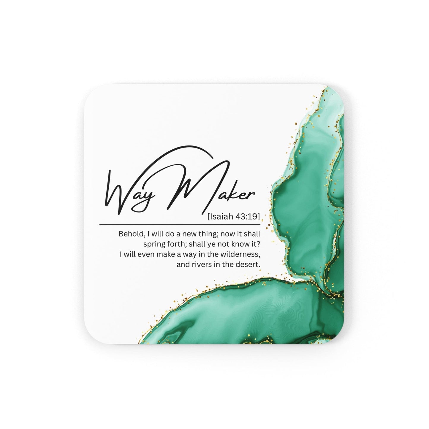 Coaster Set of 4 for Drinks Way Maker Green Print-1