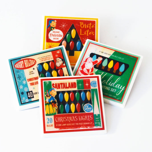 Christmas Lights  Vintage Christmas Coaster Set-0