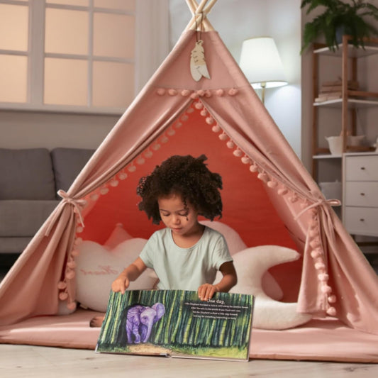Kids Teepee Tent with Mat Foldable Indoor Outdoor-0
