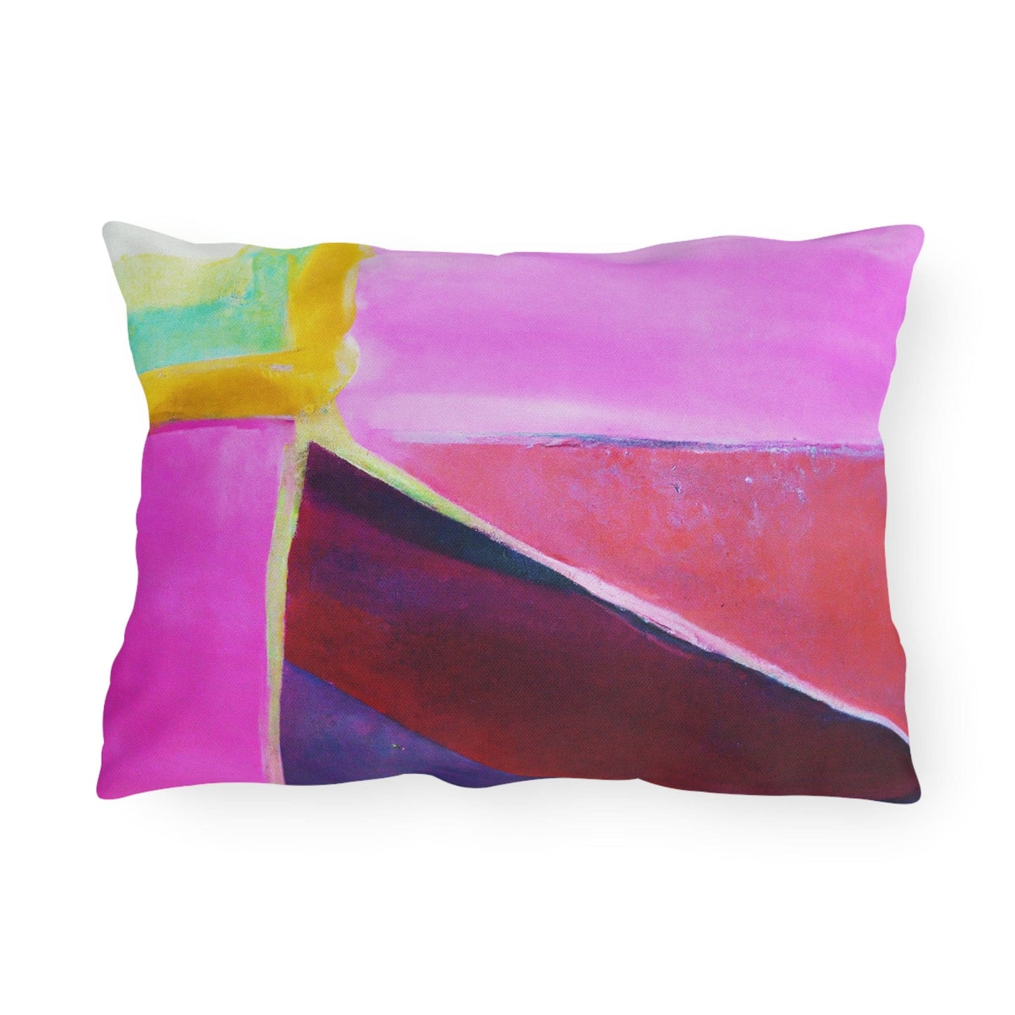 Decorative Indoor/outdoor Pillow - Pink Purple Red Geometric Pattern-2