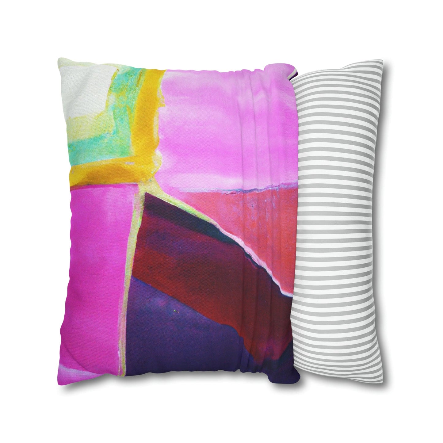 Decorative Throw Pillow Cover - Pink Purple Red Geometric Pattern-4