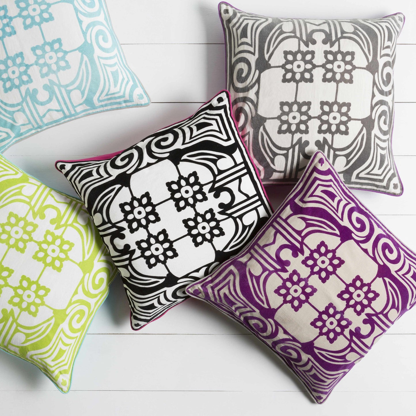 Kellerberrin Green Floral Geometric Pillow - Clearance-1