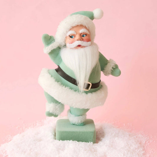 Retro Flocked Dancing Santa | Mint-0
