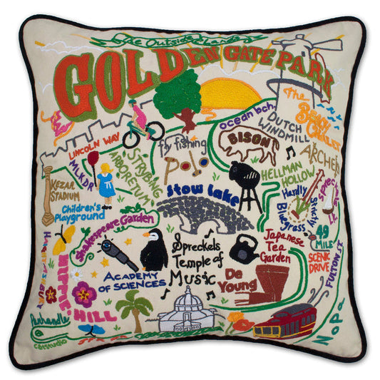 Golden Gate Park Hand-Embroidered Pillow-0