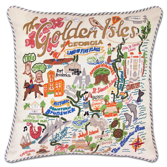 Golden Isles Hand-Embroidered Pillow-0
